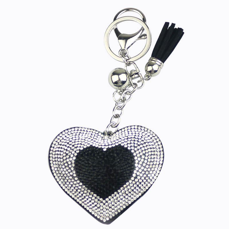 Wholesale Velvet Inlaid Diamond Hot Pressed Peach Heart Keychains